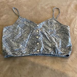 Blue and white detailed crop top!